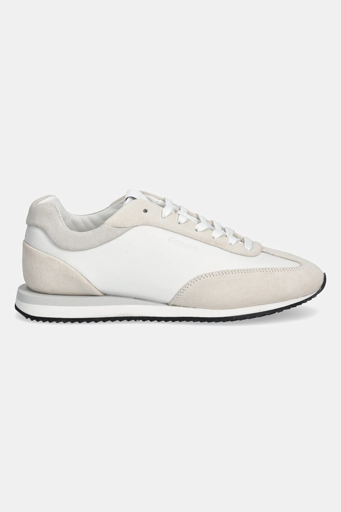 Кожени маратонки Calvin Klein RUNNER LACE UP - LTH SUE MIX HW0HW02286 бял SS25