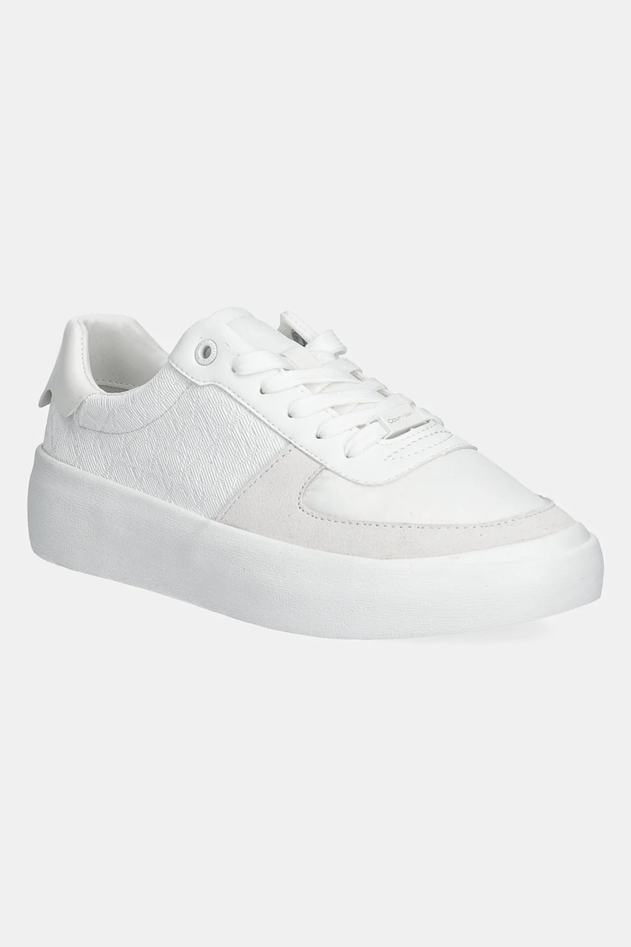 Sneakers boty Calvin Klein VULC LACE UP - MONO semišová kůže bílá HW0HW02293
