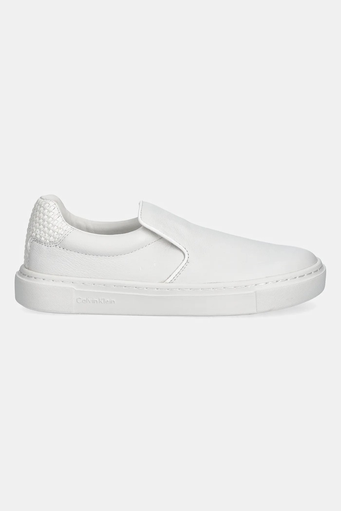 Kožené tenisky Calvin Klein CUPSOLE SLIP ON - WOVEN LTH HW0HW02297 biela SS25