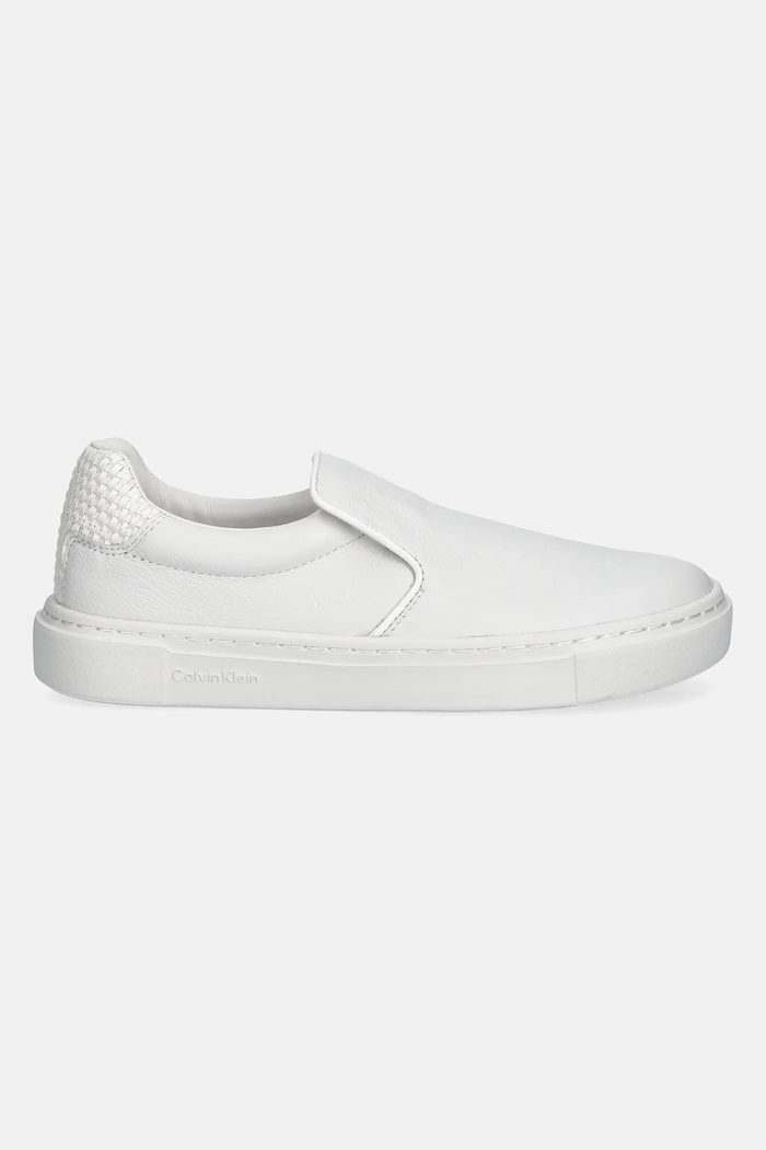 Kožené tenisky Calvin Klein CUPSOLE SLIP ON - WOVEN LTH HW0HW02297 biela SS25