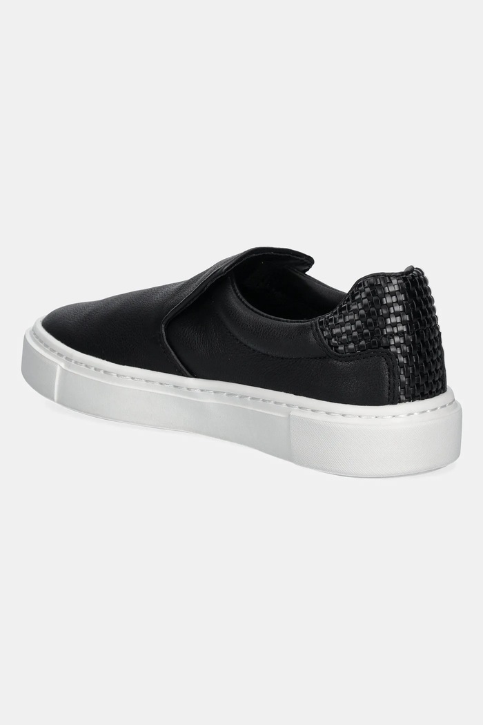 Boty Kožené tenisky Calvin Klein CUPSOLE SLIP ON - WOVEN LTH HW0HW02297 černá