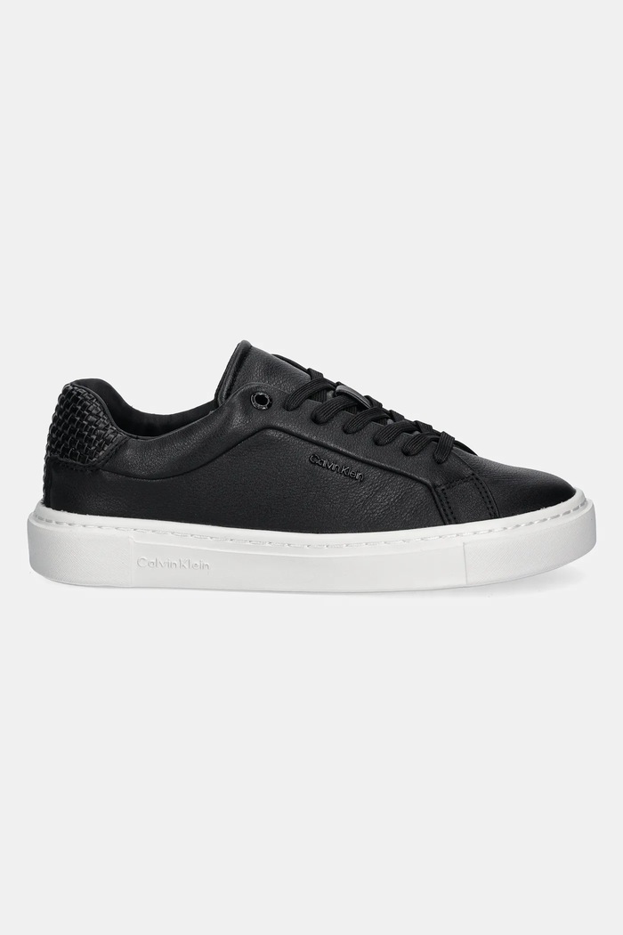 Kožené sneakers boty Calvin Klein CUPSOLE LACE UP - WOVEN LTH HW0HW02298 černá SS25