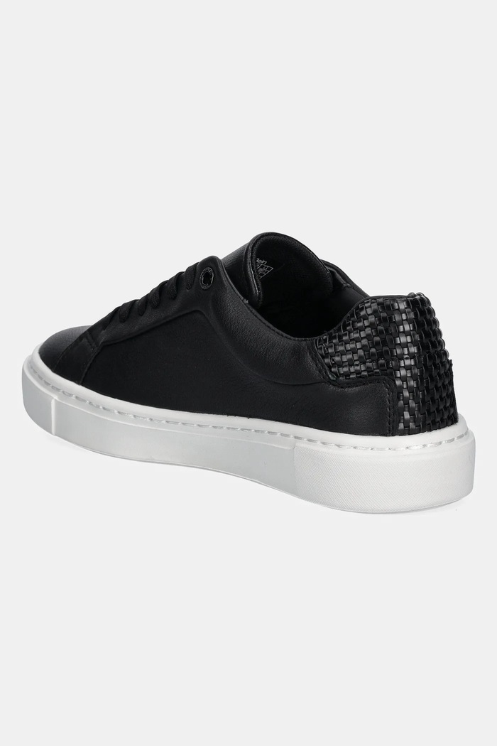 Boty Kožené sneakers boty Calvin Klein CUPSOLE LACE UP - WOVEN LTH HW0HW02298 černá