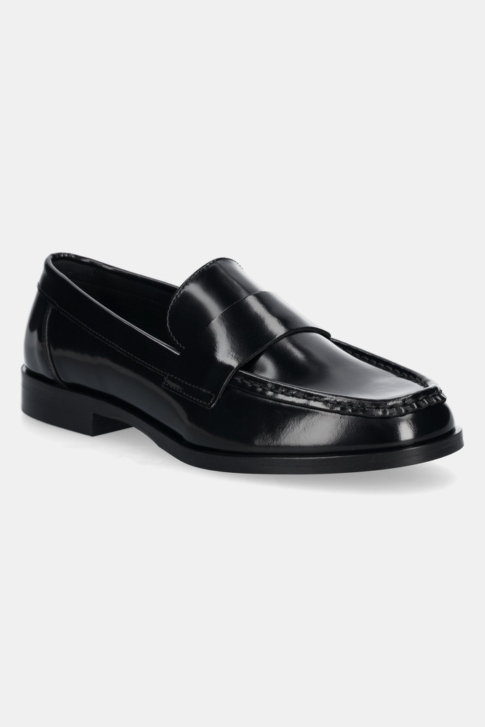 Calvin Klein mokasyny skórzane MOC LOAFER - BRUSH L płaski czarny HW0HW02306