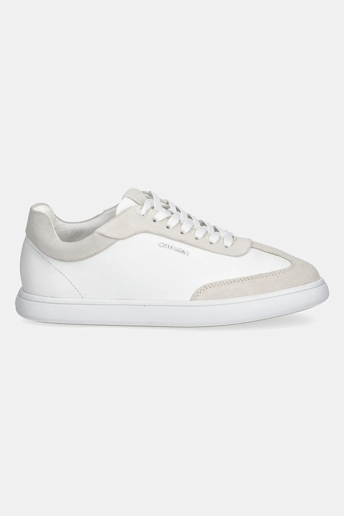 Kožené tenisky Calvin Klein CUPSOLE LACE UP - LTH SUE MIX HW0HW02435 biela SS25
