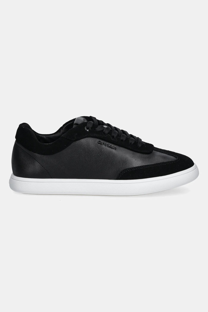 Calvin Klein Sneakersy skórzane CUPSOLE LACE UP - LTH SUE MIX HW0HW02435 czarny SS25