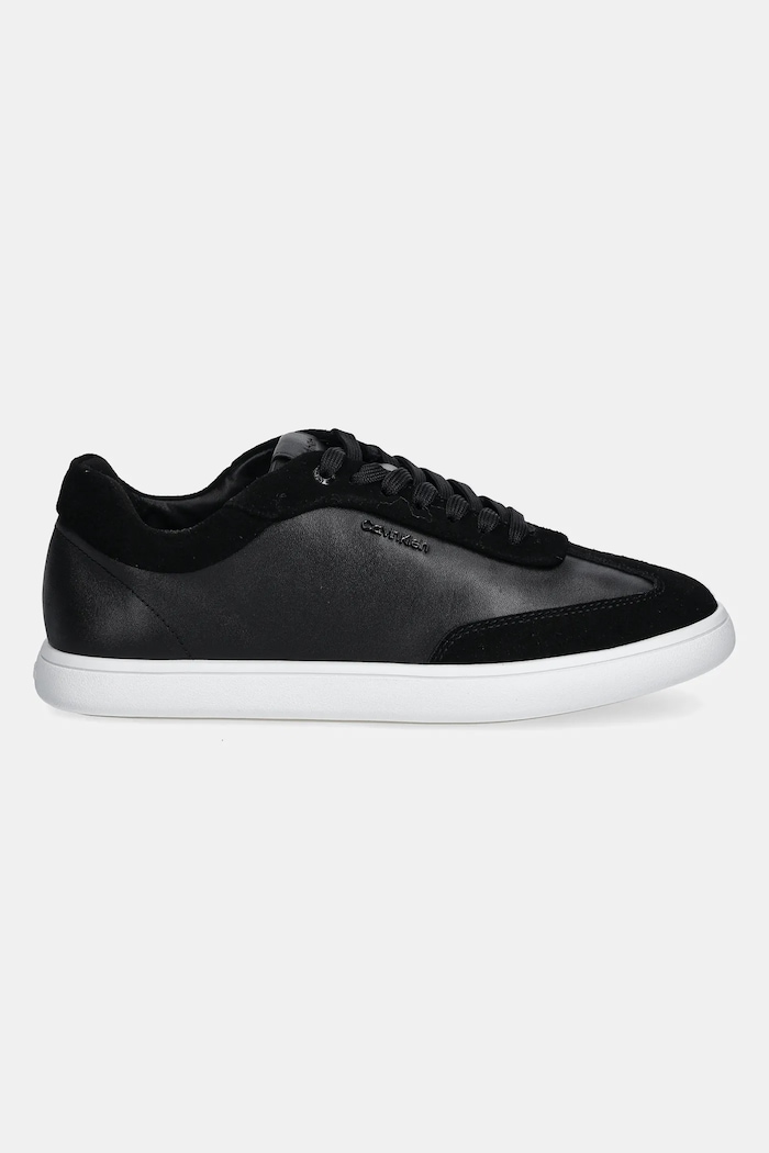 Calvin Klein Sneakersy skórzane CUPSOLE LACE UP - LTH SUE MIX HW0HW02435 czarny SS25