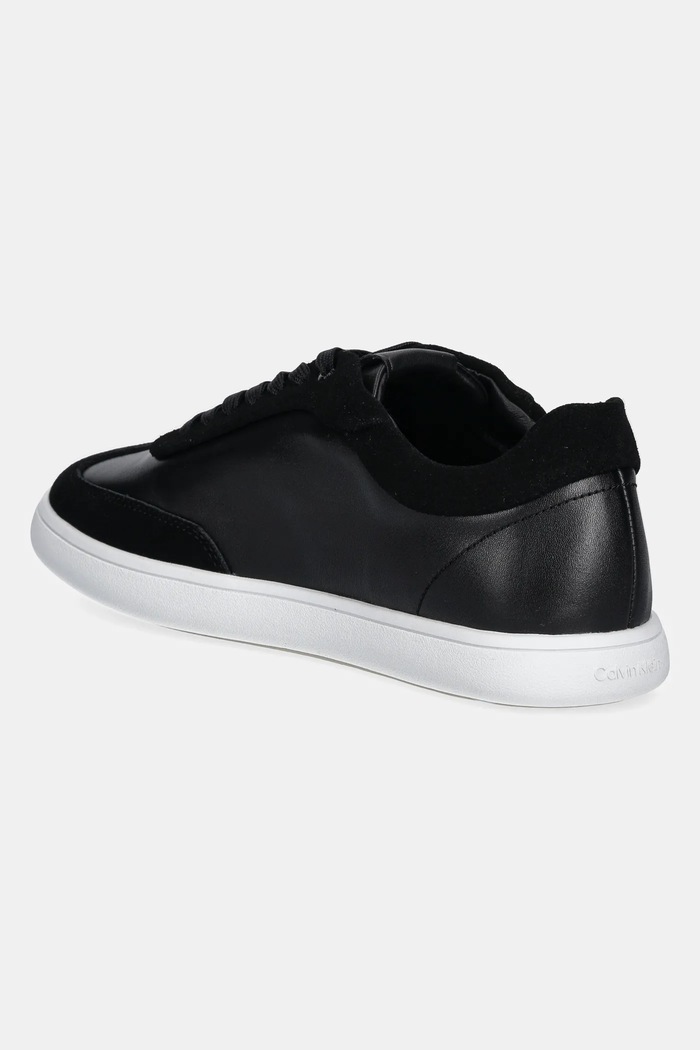 Obuwie Calvin Klein Sneakersy skórzane CUPSOLE LACE UP - LTH SUE MIX HW0HW02435 czarny
