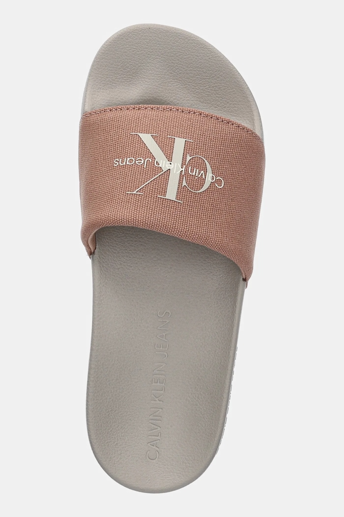 Calvin Klein Jeans klapki SLIDE MONOGRAM WMNS beżowy YW0YW01835