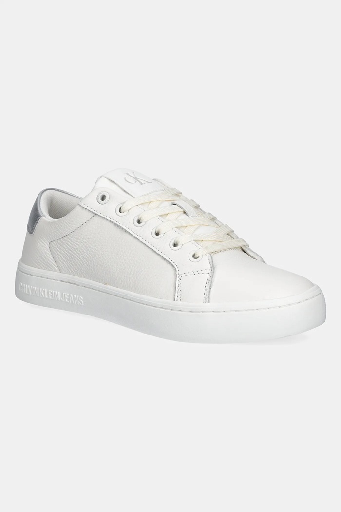 Calvin Klein Jeans sneakersy skórzane CLASSIC CUPSOLE LOW OHB płaska biały YW0YW01799