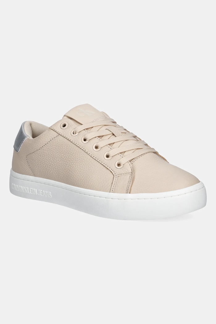 Calvin Klein Jeans sneakersy skórzane CLASSIC CUPSOLE LOW OHB płaska beżowy YW0YW01799