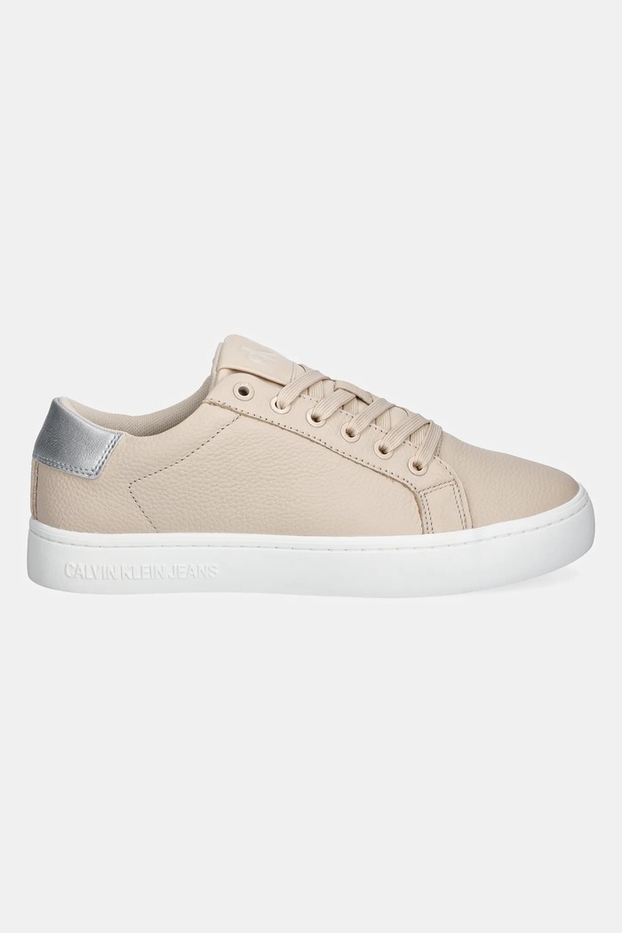Calvin Klein Jeans sneakersy skórzane CLASSIC CUPSOLE LOW OHB YW0YW01799 beżowy SS25