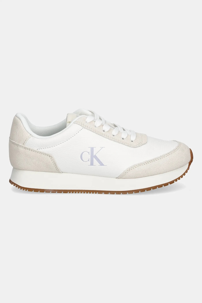 Calvin Klein Jeans sneakersy skórzane RUNNER LACEUP LOW MIX MG YW0YW01798 biały SS25