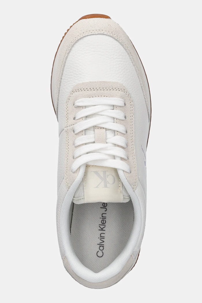 Calvin Klein Jeans sneakersy skórzane RUNNER LACEUP LOW MIX MG biały YW0YW01798
