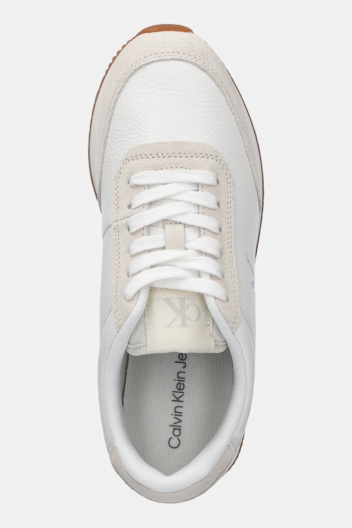 Calvin Klein Jeans sneakersy skórzane RUNNER LACEUP LOW MIX MG biały YW0YW01798