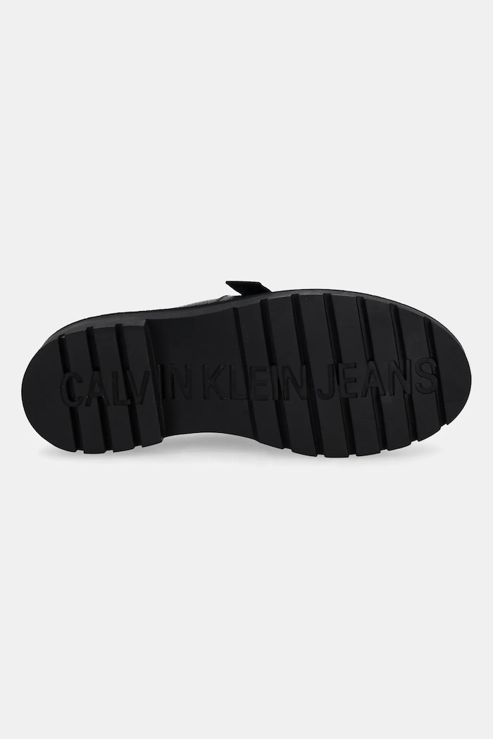 Kožené pantofle Calvin Klein Jeans FLATFORM SLIPON MG LTH YW0YW01655 černá