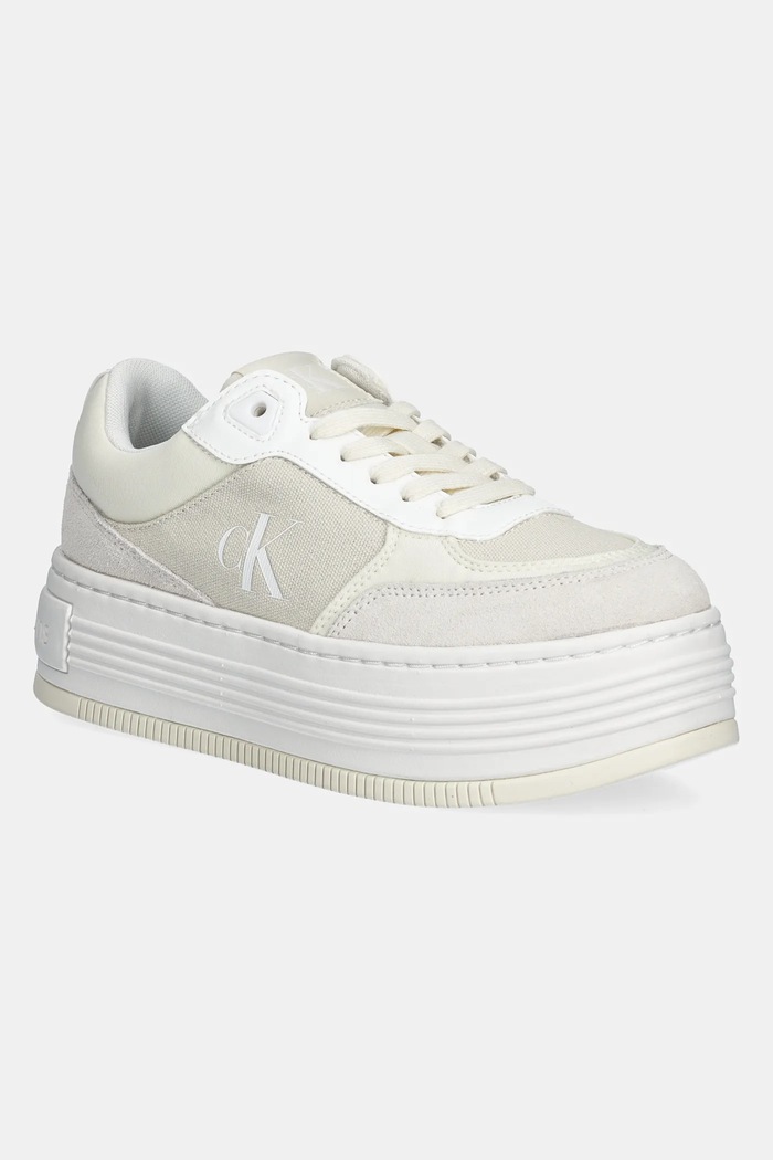 Sneakers Calvin Klein Jeans BOLD FLATF LOW MIX MG MEDIA υφασμάτινο μπεζ YW0YW01638