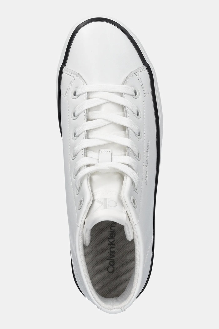 Calvin Klein Jeans trampki skórzane BOLD VULC FLATF MID LTH IN biały YW0YW01634