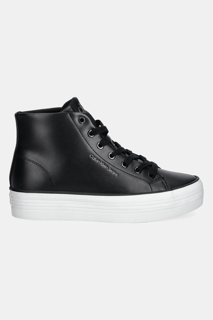 Calvin Klein Jeans trampki skórzane BOLD VULC FLATF MID LTH IN YW0YW01634 czarny SS25