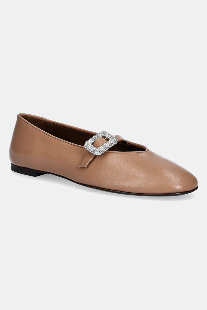 Kožené balerínky Giuseppe Zanotti Amanda hnedá E560012.002