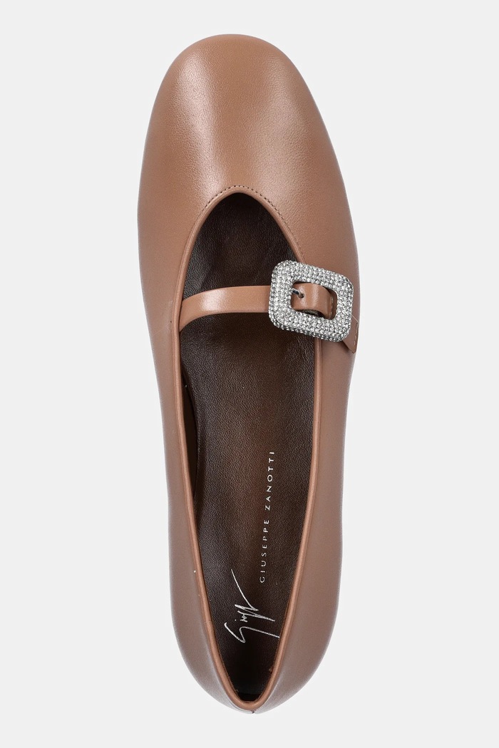 Kožené balerínky Giuseppe Zanotti Amanda hnedá E560012.002