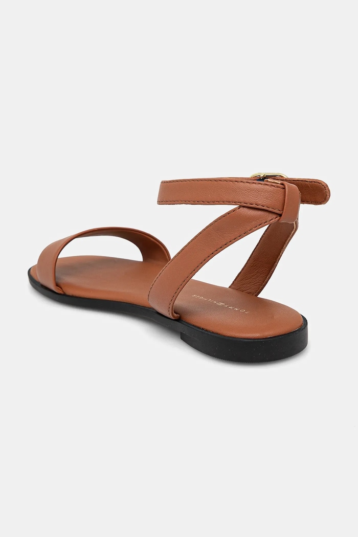 Obuwie Tommy Hilfiger Sandały skórzane ANKLE STRAP LEATHER SANDAL FW0FW08422 brązowy