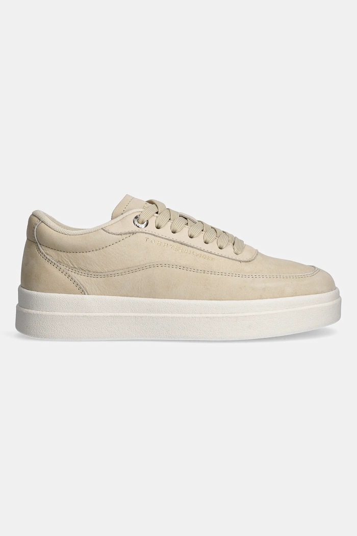 Nubukové tenisky Tommy Hilfiger MODERN COURT SNEAKER NUBUCK FW0FW08462 béžová SS25