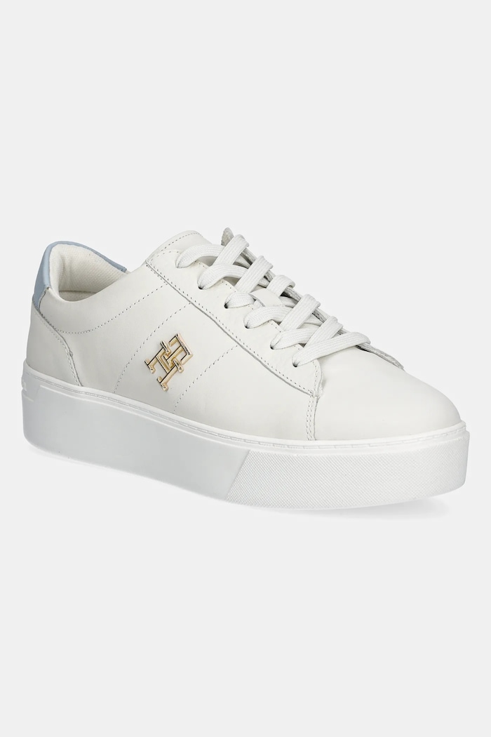 Kožené tenisky Tommy Hilfiger PLATFORM COURT SNEAKER platforma biela FW0FW08464