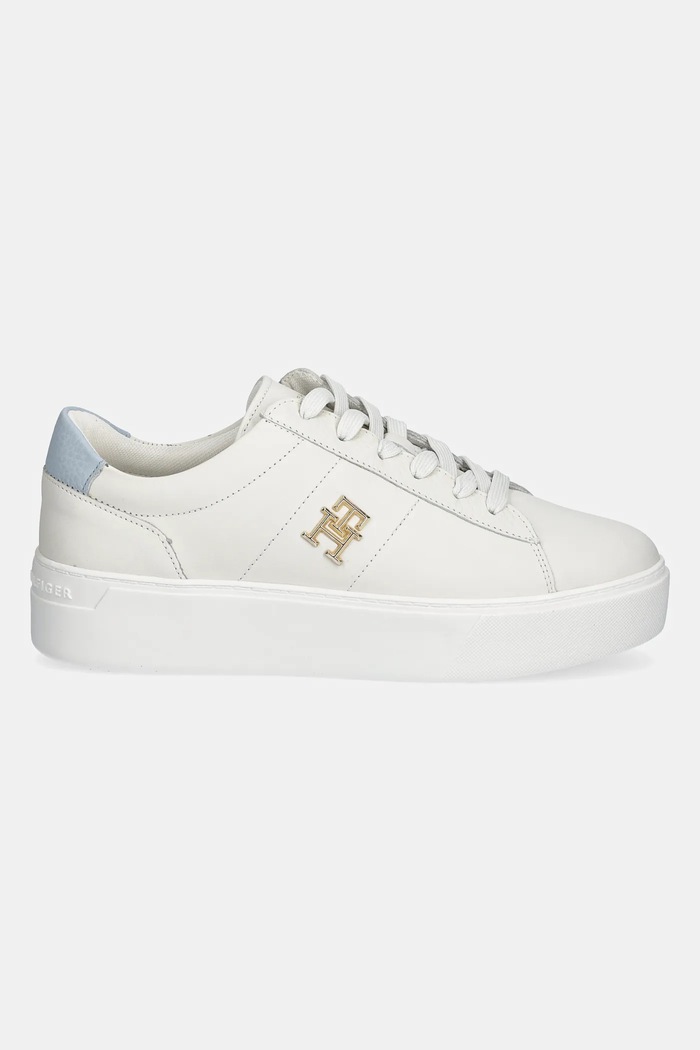 Kožené tenisky Tommy Hilfiger PLATFORM COURT SNEAKER FW0FW08464 biela SS25