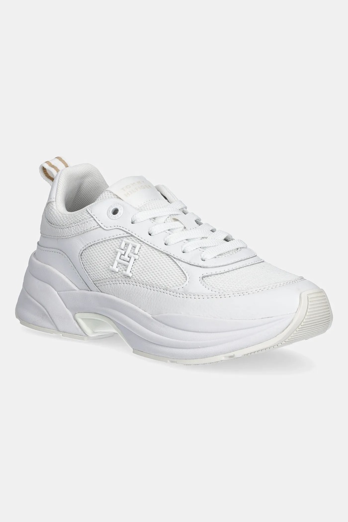 Sneakers boty Tommy Hilfiger TH CHUNKY RUNNER přírodní kůže bílá FW0FW08474