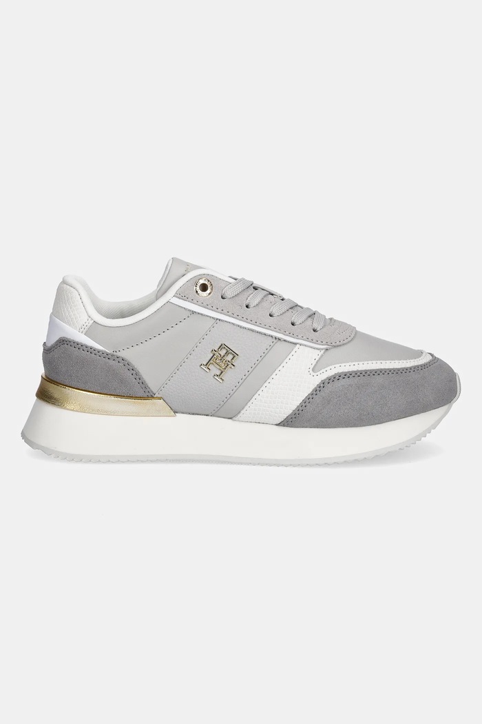 Kožené sneakers boty Tommy Hilfiger TH FASHION RUNNER FW0FW08475 šedá SS25