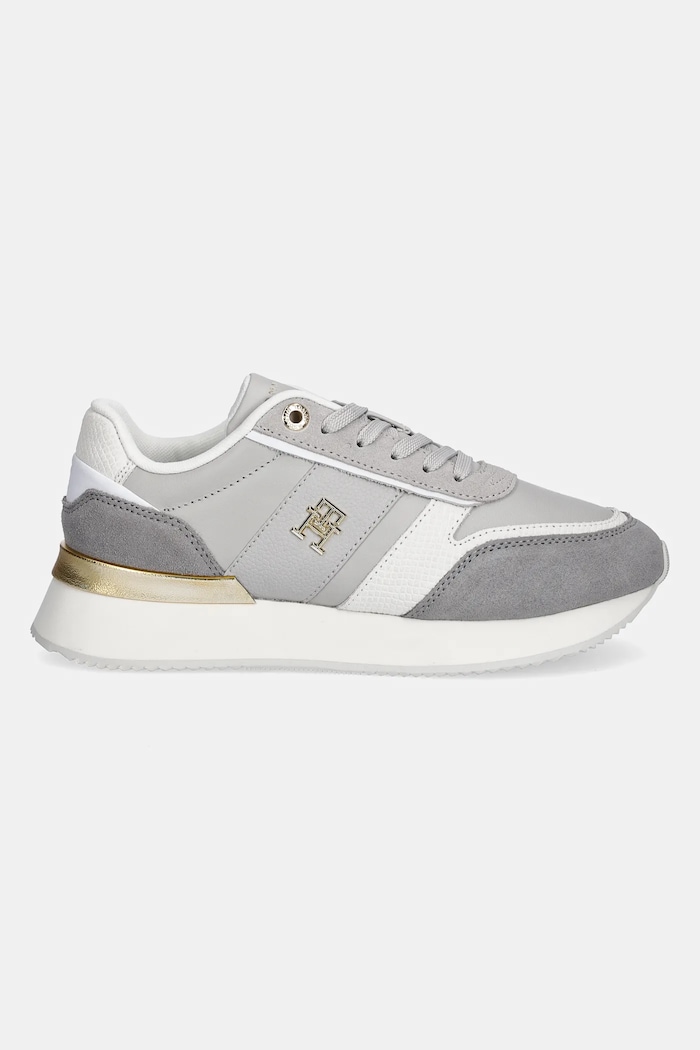 Kožené sneakers boty Tommy Hilfiger TH FASHION RUNNER FW0FW08475 šedá SS25