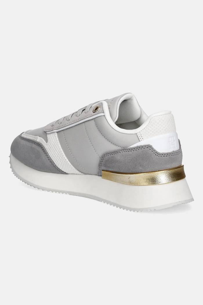 Boty Kožené sneakers boty Tommy Hilfiger TH FASHION RUNNER FW0FW08475 šedá