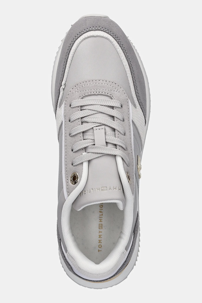 Kožené sneakers boty Tommy Hilfiger TH FASHION RUNNER šedá FW0FW08475
