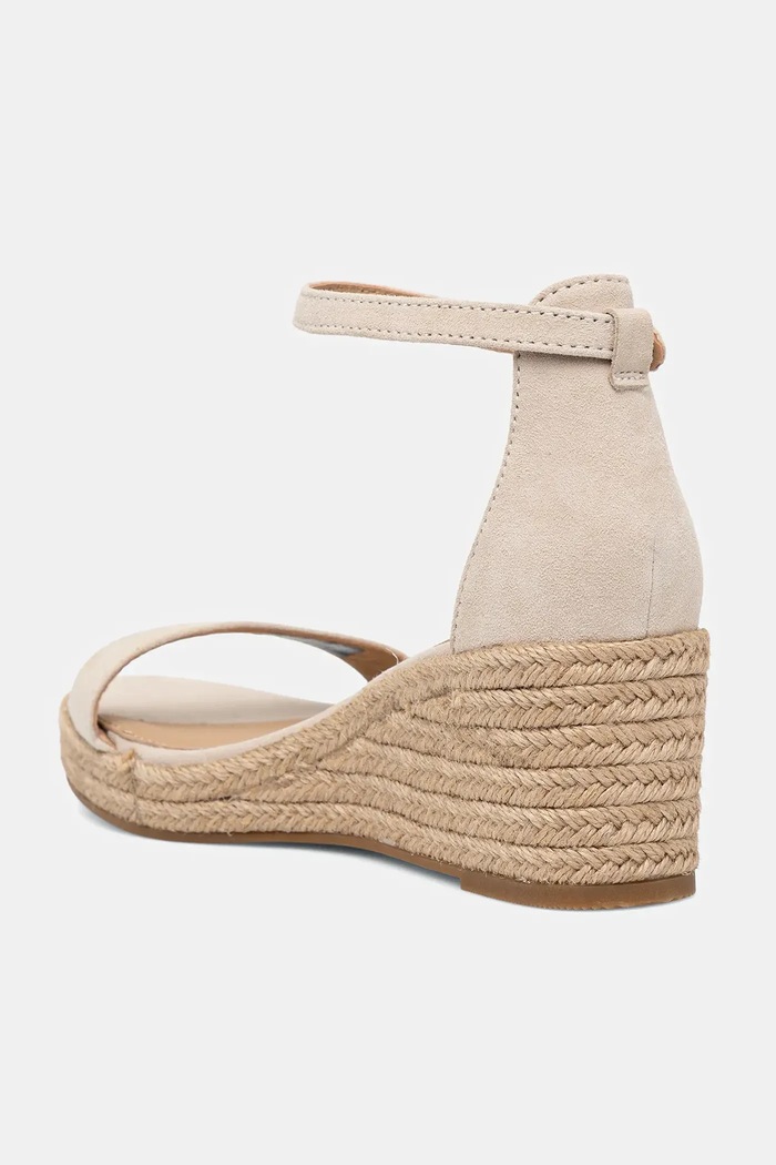 Obuwie Tommy Hilfiger sandały zamszowe SUEDE ANKLE MID WEDGE ESPADRILLE FW0FW08479 beżowy