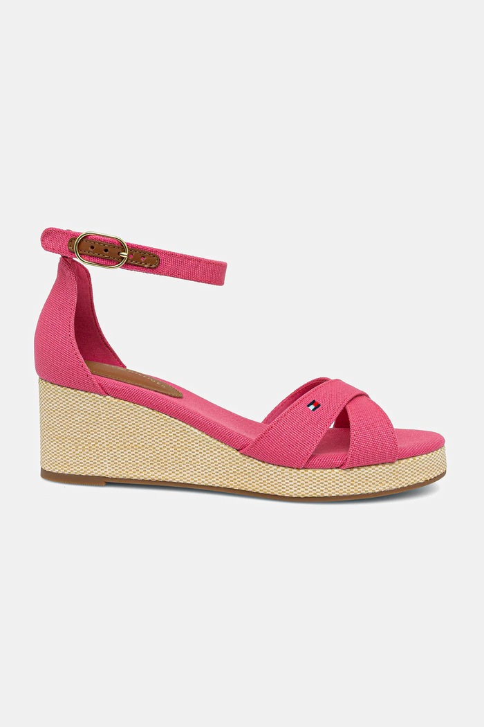 Sandale Tommy Hilfiger FLAG CRISS-CROS MID WEDGE ESPAD FW0FW08481 roza SS25