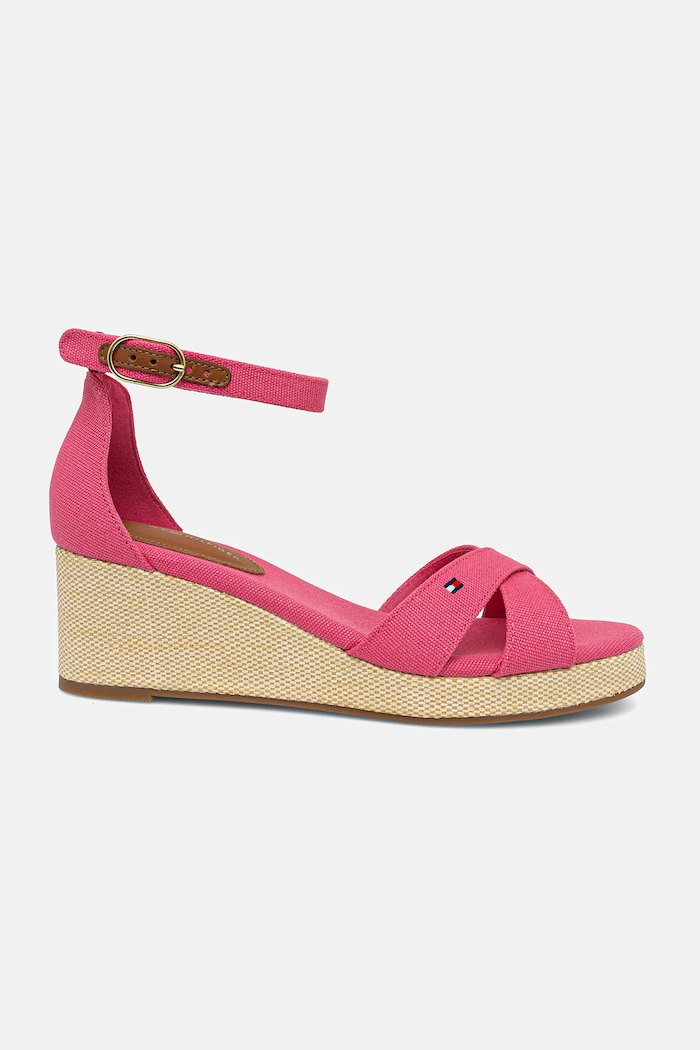 Sandale Tommy Hilfiger FLAG CRISS-CROS MID WEDGE ESPAD FW0FW08481 roza SS25