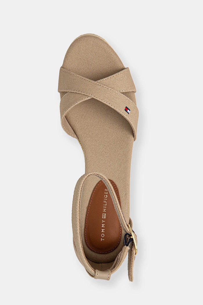 Sandály Tommy Hilfiger FLAG CRISS-CROS MID WEDGE ESPAD béžová FW0FW08481