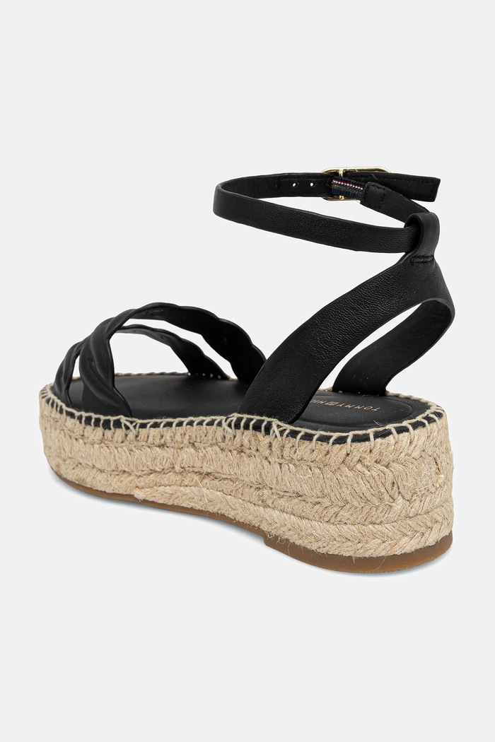 Boty Kožené sandály Tommy Hilfiger LEATHER ROPE REAL ESPAD SANDAL FW0FW08496 černá