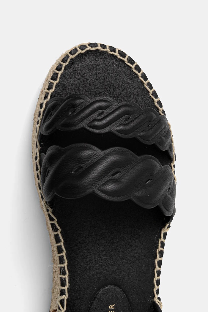 Kožené sandály Tommy Hilfiger LEATHER ROPE REAL ESPAD SANDAL černá FW0FW08496