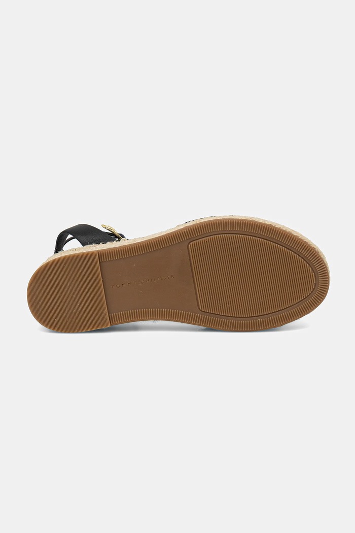 Kožené sandály Tommy Hilfiger LEATHER ROPE REAL ESPAD SANDAL FW0FW08496 černá