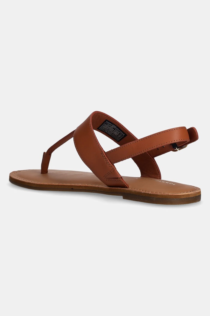 Boty Kožené sandály Tommy Hilfiger LEATHER THONG SANDAL FW0FW08505 hnědá