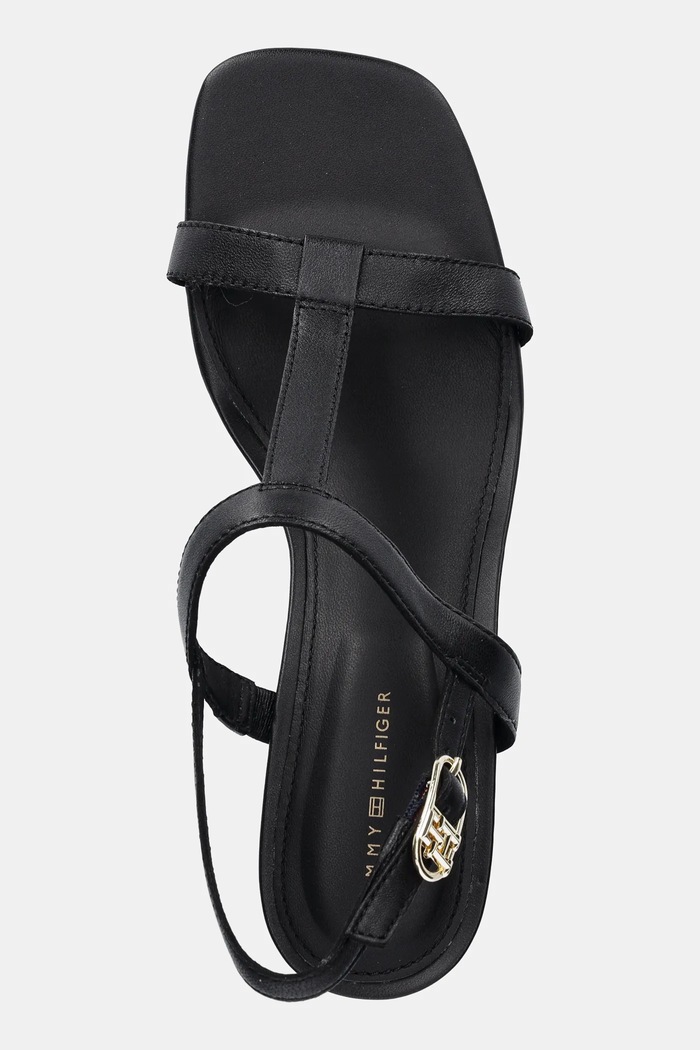 Tommy Hilfiger sandale de piele LEATHER BLOCK HEEL SANDAL negru FW0FW08532
