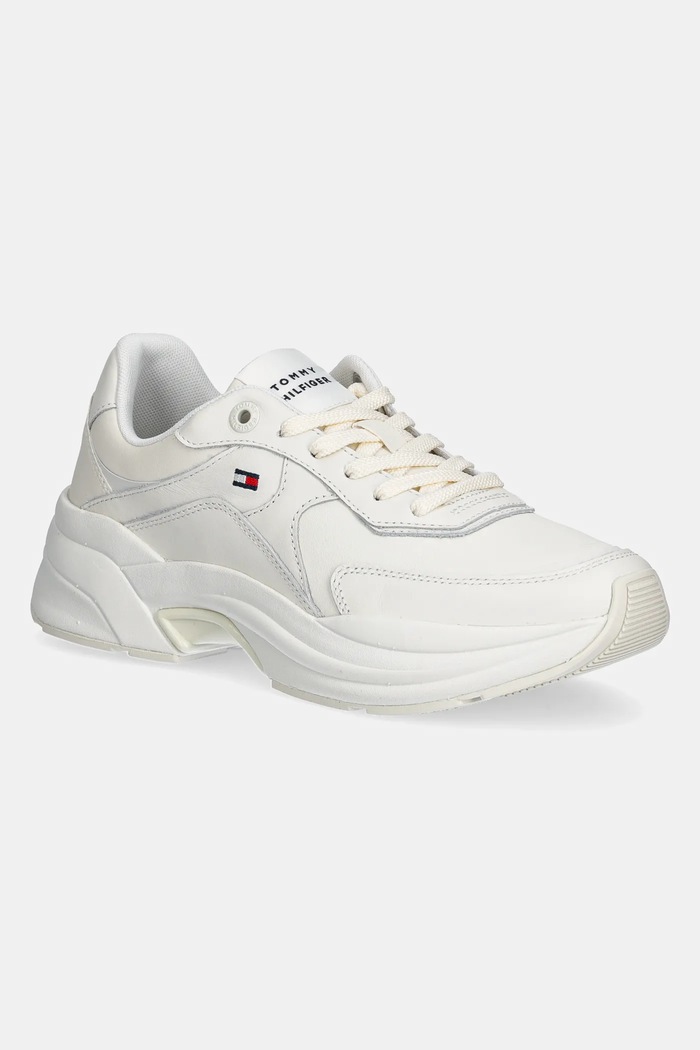 Δερμάτινα sneakers Tommy Hilfiger IM INES CHUNKY SNEAKER απομίμηση λείου δέρματος λευκό FW0FW08556