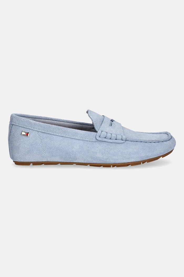 Tommy Hilfiger mokasyny damskie zamszowe FLAG SOFT SUEDE DRIVER LOAFER FW0FW08558 niebieski SS26