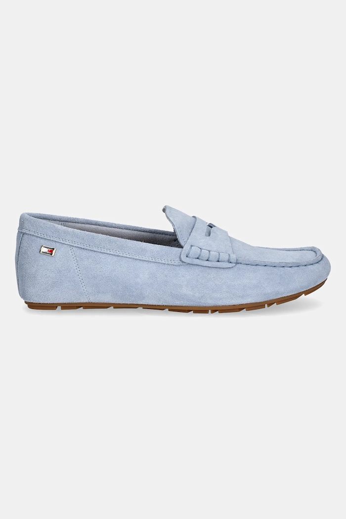Tommy Hilfiger mokasyny damskie zamszowe FLAG SOFT SUEDE DRIVER LOAFER FW0FW08558 niebieski SS26