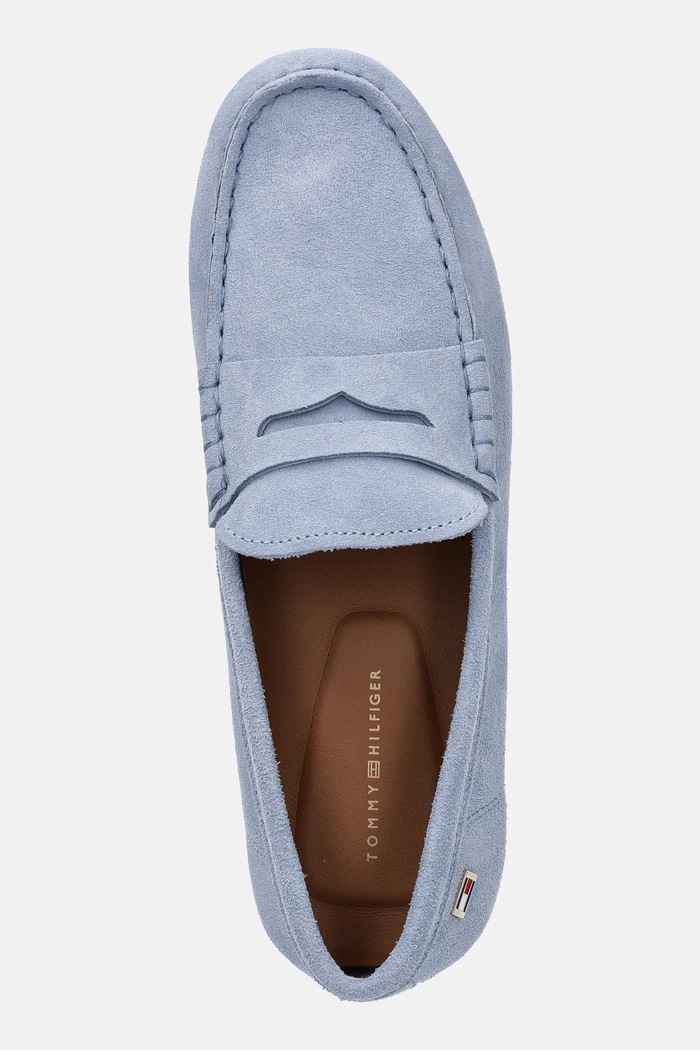 Tommy Hilfiger mokasyny damskie zamszowe FLAG SOFT SUEDE DRIVER LOAFER niebieski FW0FW08558