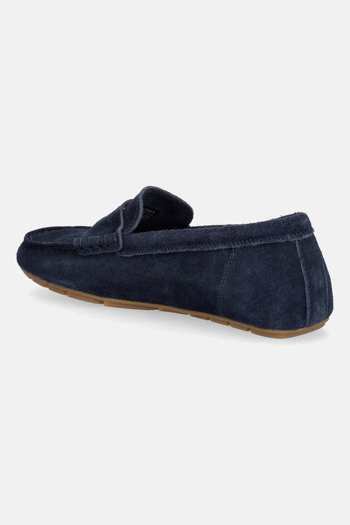 Obuwie Tommy Hilfiger mokasyny damskie zamszowe FLAG SOFT SUEDE DRIVER LOAFER FW0FW08558 granatowy