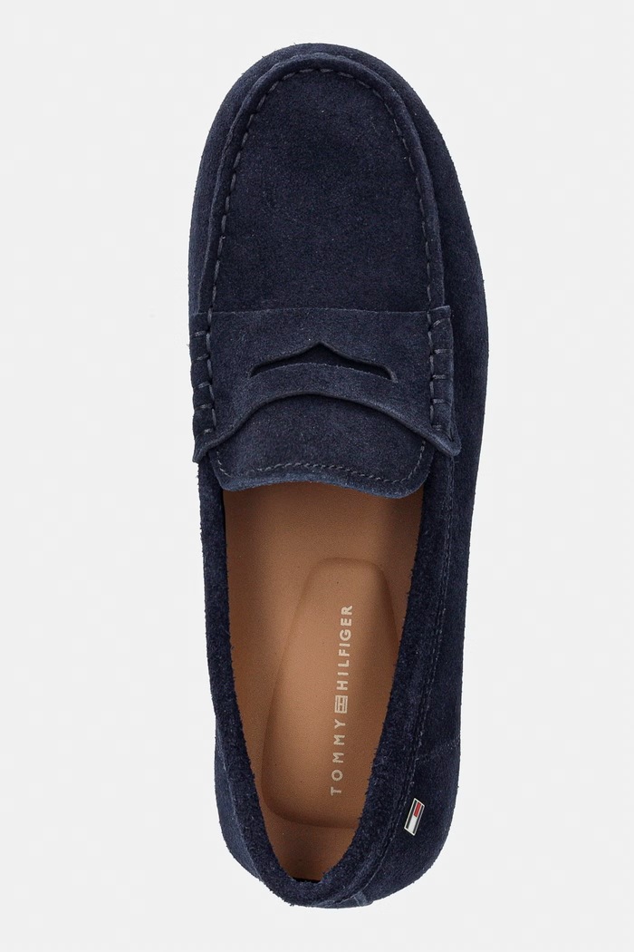 Tommy Hilfiger mokasyny damskie zamszowe FLAG SOFT SUEDE DRIVER LOAFER granatowy FW0FW08558