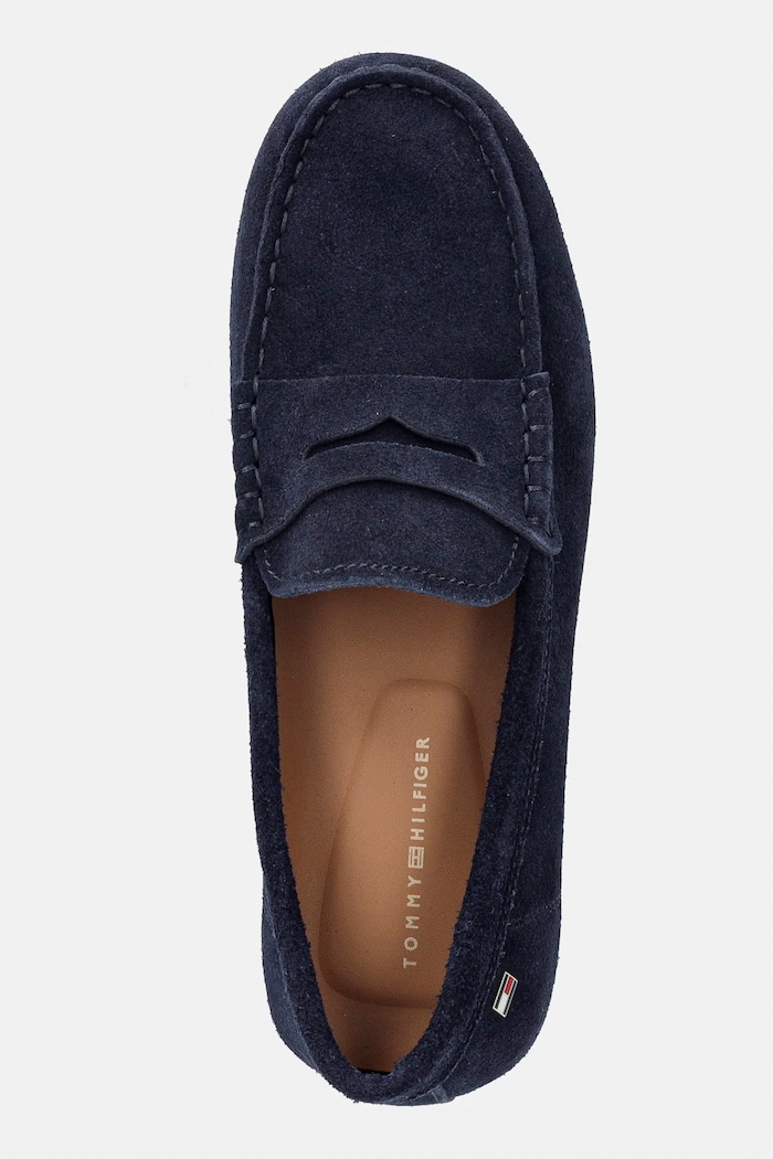 Tommy Hilfiger mokasyny damskie zamszowe FLAG SOFT SUEDE DRIVER LOAFER granatowy FW0FW08558
